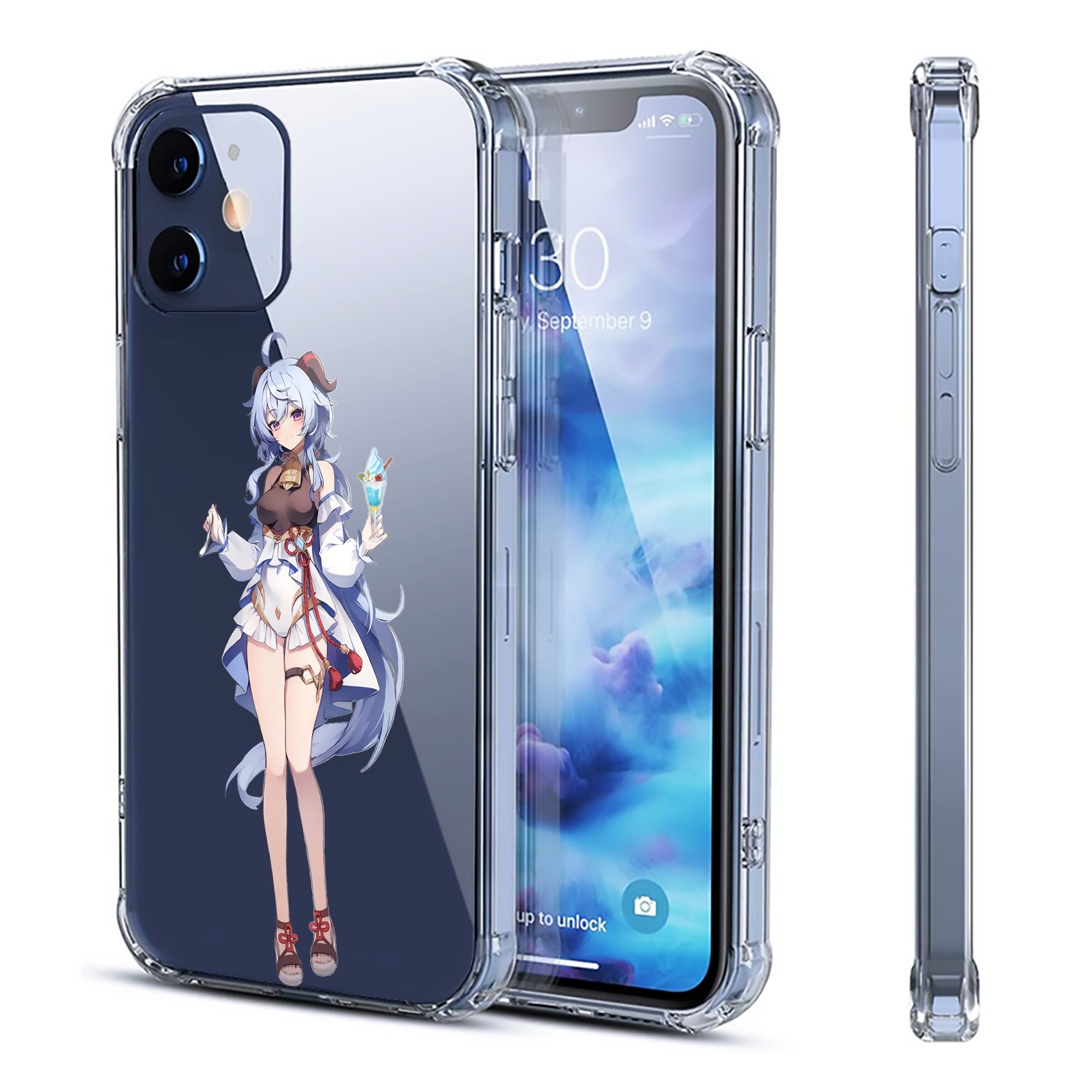 げんし神 甘雨 かんう genshin Ganyu 【iPhone 12シリーズ対応】透明スマホケース（クリアソフトケース）